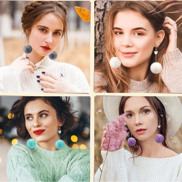 🦋 ✨NWT Butterfly & Pom Pom Gold Danglers✨🦋 Handmade ✨ Gift for Her ✨ Moms Day - Picture 3 of 6